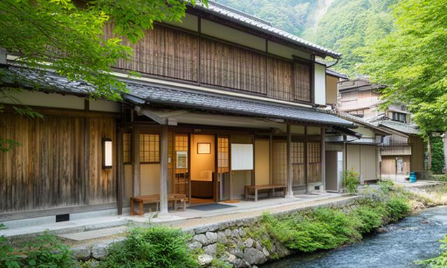 富山の川魚料理を提供する大岩周辺の食事処の外観